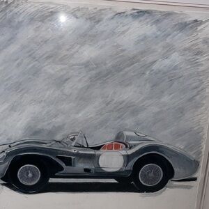 HANDCRAfTED Black and Gray Vintage Car Painting Art print by me NWT